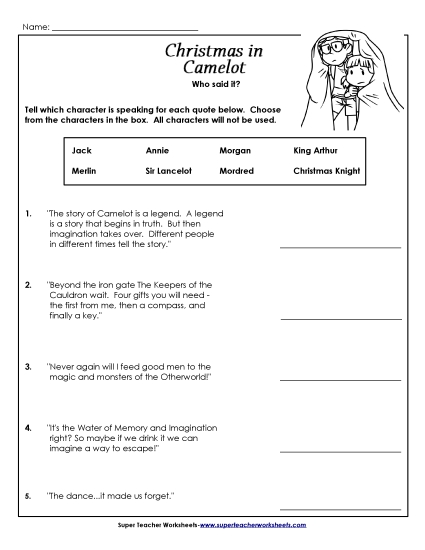 Whole Book  - Who Said It? (Printable PDF Worksheet)