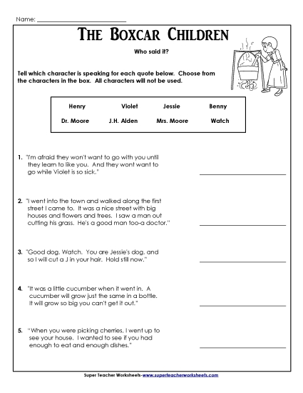 Whole Book - Who Said It? (Printable PDF Worksheet)