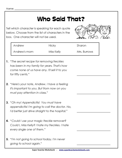 Who Said That? (Printable PDF Worksheet)