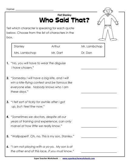 Whole Book - Who Said That? (Printable PDF Worksheet)