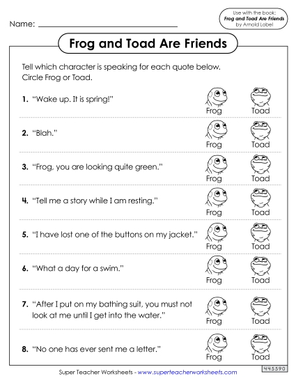 Whole Book - Who Said That? (Printable PDF Worksheet)