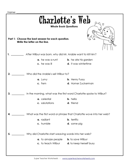 Whole Book - Whole Book Questions (Printable PDF Worksheet)
