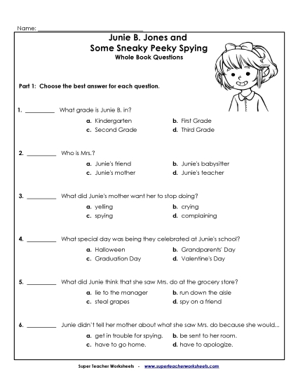 Whole Book - Whole Book Questions (Printable PDF Worksheet)