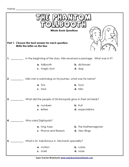Whole Book - Whole Book Questions (Printable PDF Worksheet)