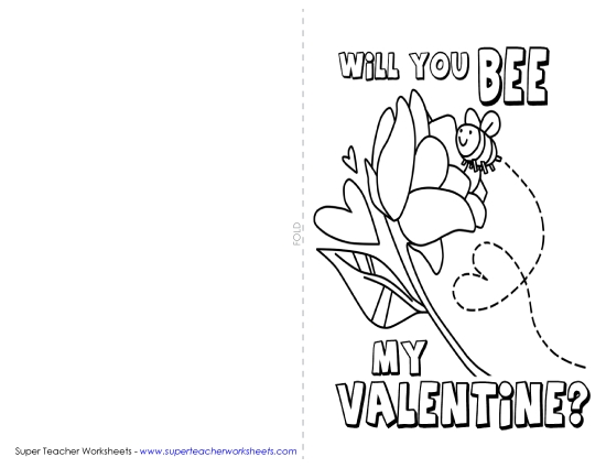 Cards - Will you BEE my Valentine? (Card) (Printable PDF Worksheet)