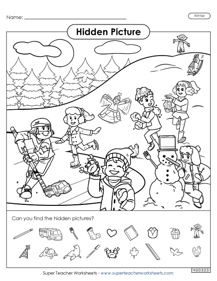 Hidden Pictures - Winter (Printable PDF Worksheet)