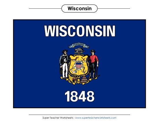 Flags & Seals - Wisconsin State Flag (Full-Color Version) (Printable PDF Worksheet)