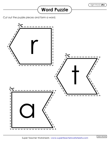 Word Puzzle: After (Printable PDF Worksheet)
