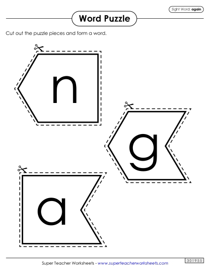 Word Puzzle: Again (Printable PDF Worksheet)