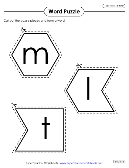 Word Puzzle: Almost (Printable PDF Worksheet)