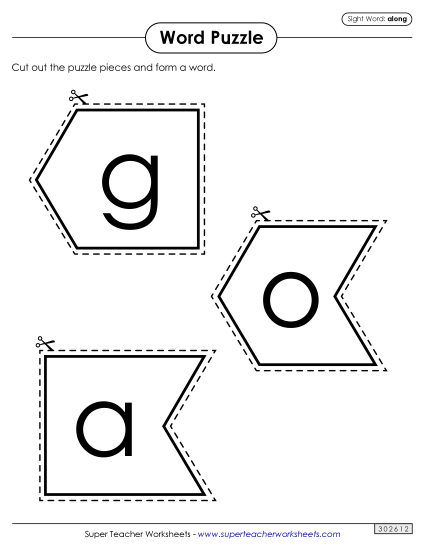 Word Puzzle: Along (Printable PDF Worksheet)