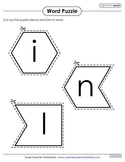 Word Puzzle: Animal (Printable PDF Worksheet)