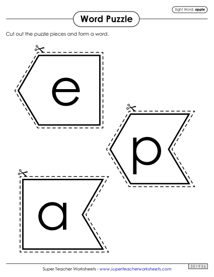 Word Puzzle: Apple (Printable PDF Worksheet)
