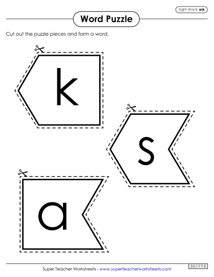 Word Puzzle: Ask (Printable PDF Worksheet)