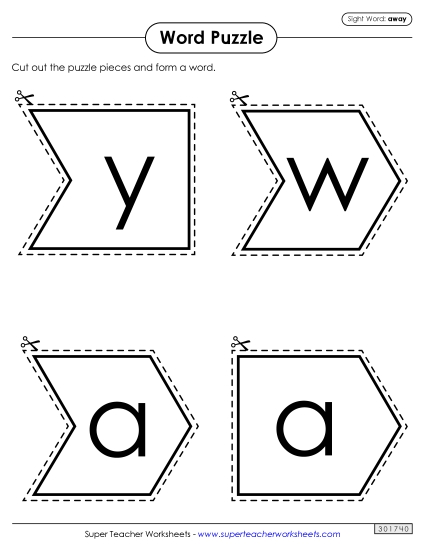 Word Puzzle: Away (Printable PDF Worksheet)