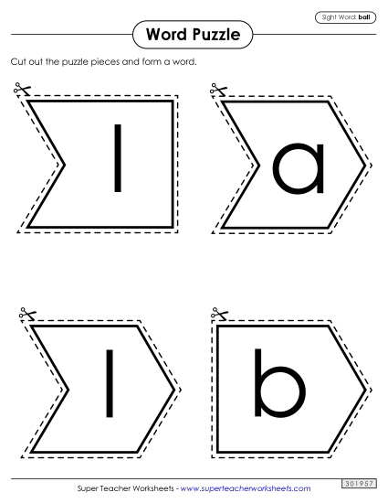 Word Puzzle: Ball (Printable PDF Worksheet)