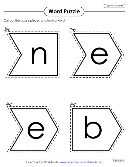 Word Puzzle: Been (Printable PDF Worksheet)