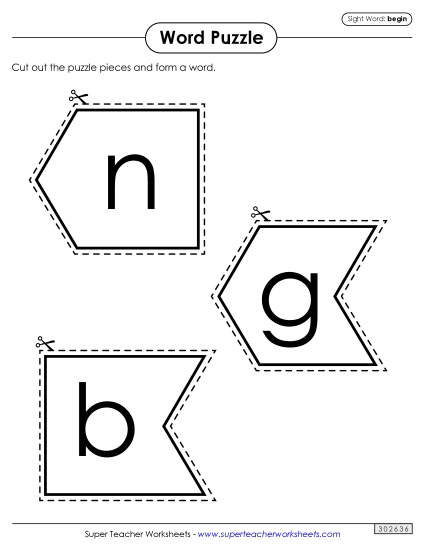 Word Puzzle: Begin (Printable PDF Worksheet)