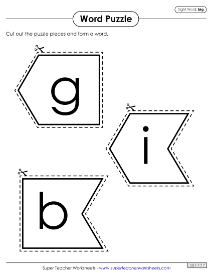 Word Puzzle: Big (Printable PDF Worksheet)