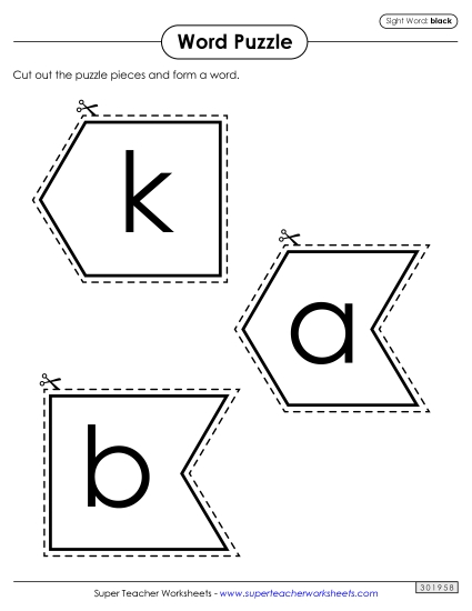 Word Puzzle: Black (Printable PDF Worksheet)
