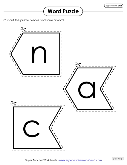 Word Puzzle: Can (Printable PDF Worksheet)