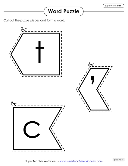 Word Puzzle: Can't (Printable PDF Worksheet)