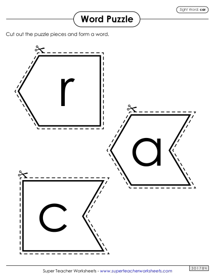 Word Puzzle: Car (Printable PDF Worksheet)