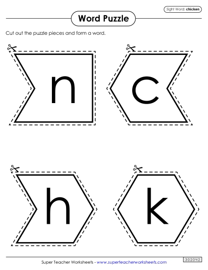 Word Puzzle: Chicken (Printable PDF Worksheet)