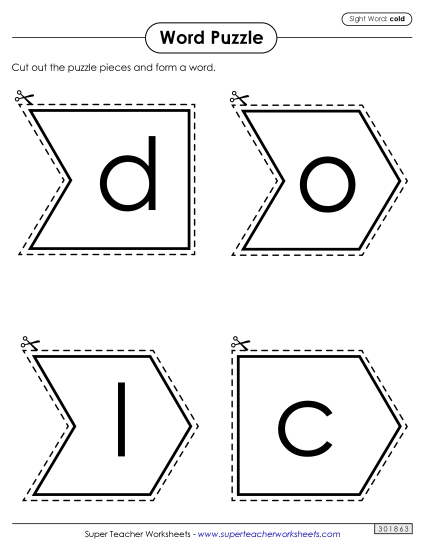 Word Puzzle: Cold (Printable PDF Worksheet)