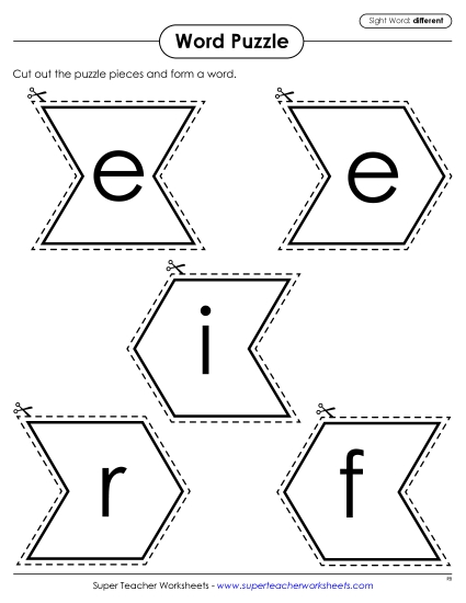 Word Puzzle: Different (Printable PDF Worksheet)