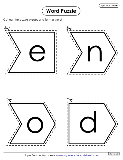 Word Puzzle: Done (Printable PDF Worksheet)