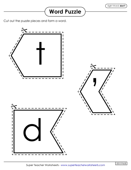 Word Puzzle: Don't (Printable PDF Worksheet)