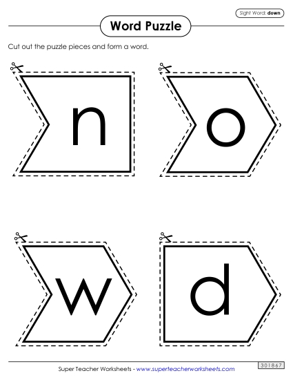 Word Puzzle: Down (Printable PDF Worksheet)