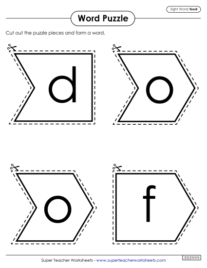 Word Puzzle: Food (Printable PDF Worksheet)