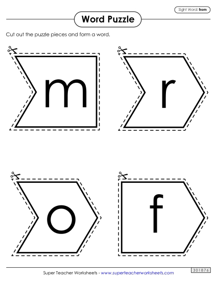 Word Puzzle: From (Printable PDF Worksheet)