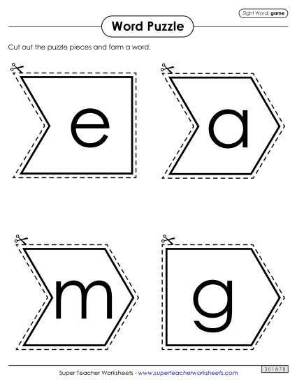 Word Puzzle: Game (Printable PDF Worksheet)