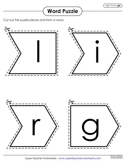 Word Puzzle: Girl (Printable PDF Worksheet)