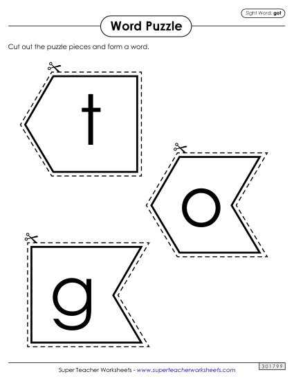 Word Puzzle: Got (Printable PDF Worksheet)