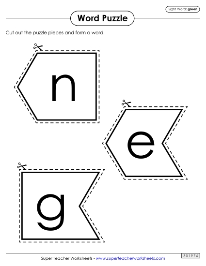 Word Puzzle: Green (Printable PDF Worksheet)