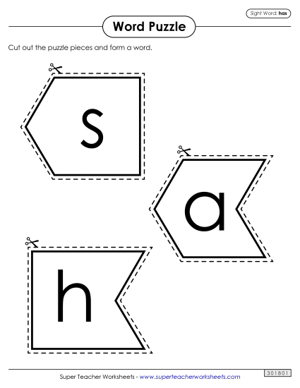 Word Puzzle: Has (Printable PDF Worksheet)