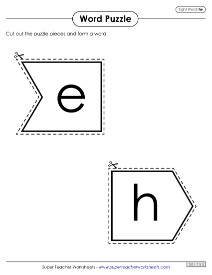 Word Puzzle: He (Printable PDF Worksheet)