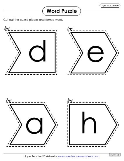 Word Puzzle: Head (Printable PDF Worksheet)
