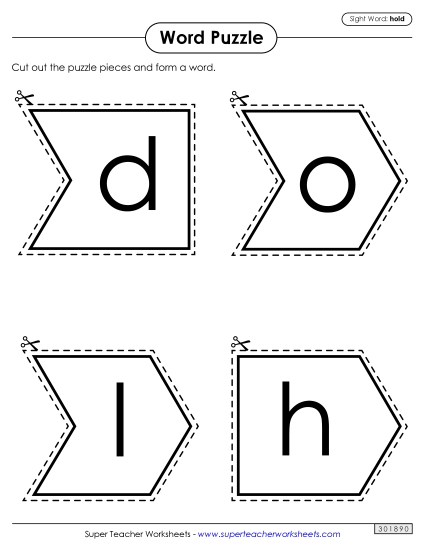 Word Puzzle: Hold (Printable PDF Worksheet)