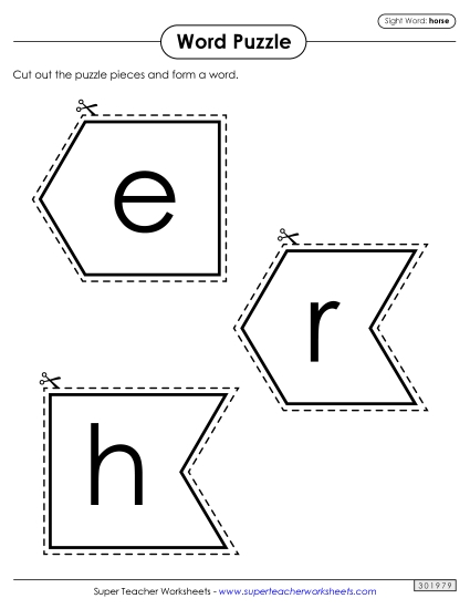 Word Puzzle: Horse (Printable PDF Worksheet)
