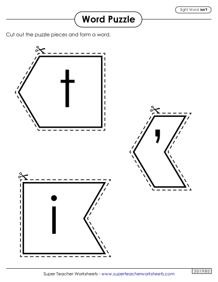 Word Puzzle: Isn't (Printable PDF Worksheet)