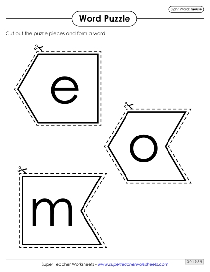 Word Puzzle: Mouse (Printable PDF Worksheet)