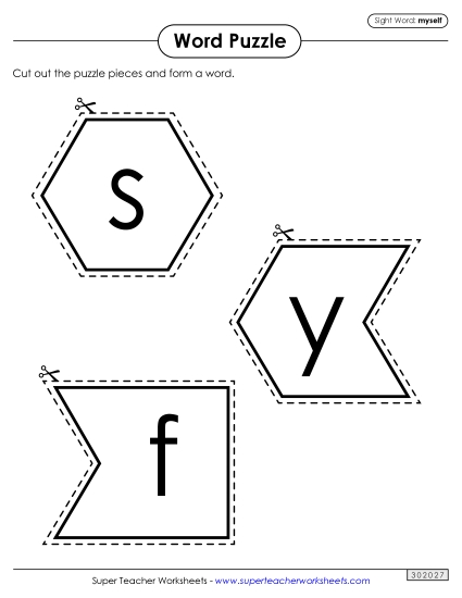 Word Puzzle: Myself (Printable PDF Worksheet)