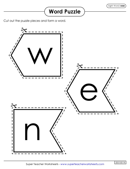 Word Puzzle: New (Printable PDF Worksheet)