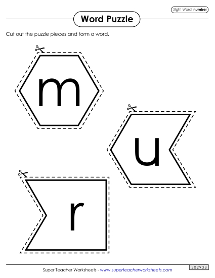 Word Puzzle: Number (Printable PDF Worksheet)