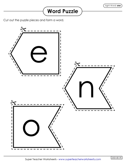 Word Puzzle: One (Printable PDF Worksheet)